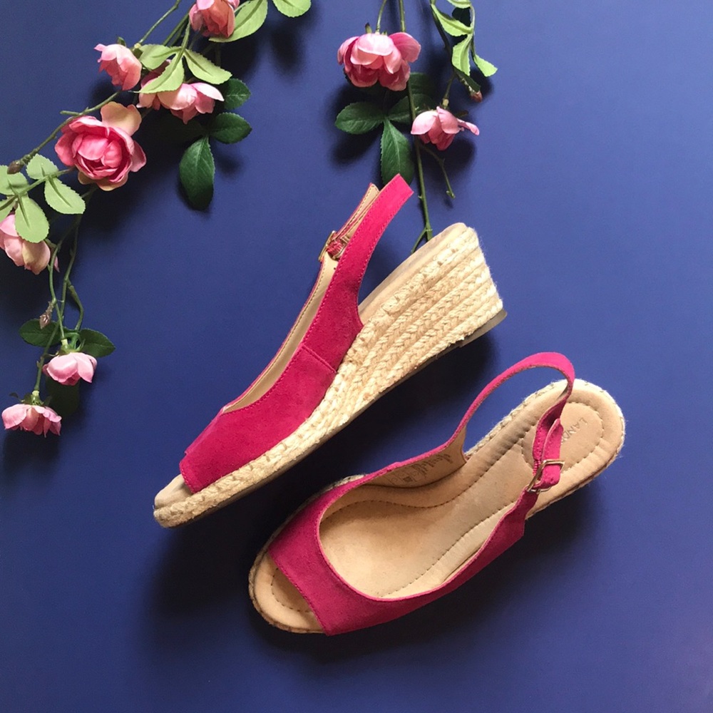 Land’s End Pink Suede Wedges